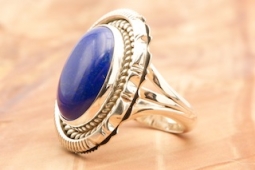 Artie Yellowhorse Genuine Blue Lapis Sterling Silver Ring